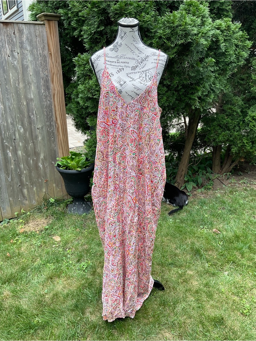 Love Stitch Pink Paisley Maxi Slip Dress